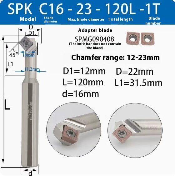 6037 45 degree inside and outside positive and negative chamfering cutter CNC rounding chamfering cutter SD SPK upper and lower bore reverse pull chamfering cutter bar Shandong Denso Pricision Tools Co.,Ltd.